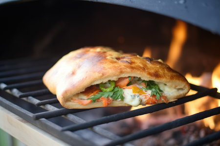 calzone in a wood-fired ovenの素材
