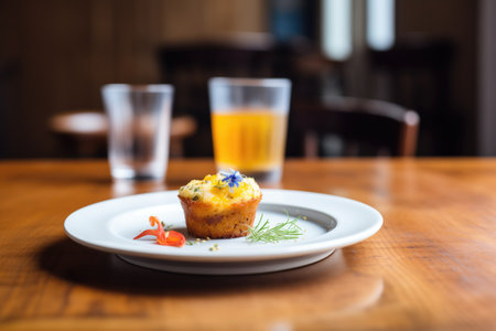 muffin on a plate with a slice of cheddar meltingの素材