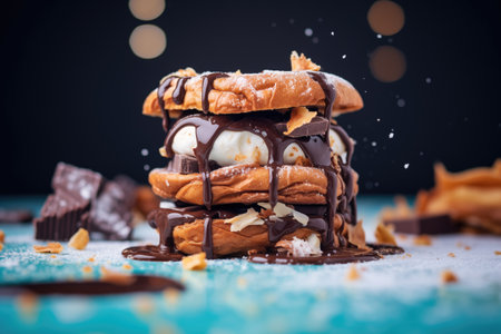 chocolate croissant sandwich with marshmallows insideの素材