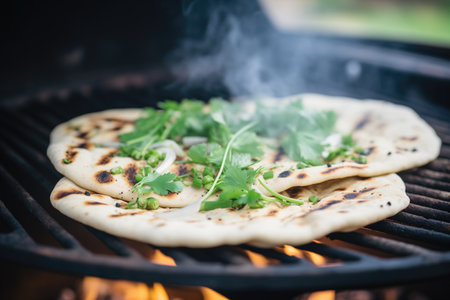 peshwari naan in a rustic wood-fired ovenの素材