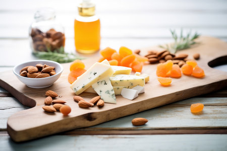 fontina pieces, almonds, and dried apricotsの素材