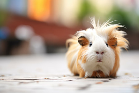 guinea pig in focus, squeaking, with blurred backgroundの素材
