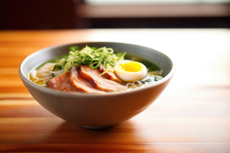 ramen bowl with thick broth, focus on textureの素材