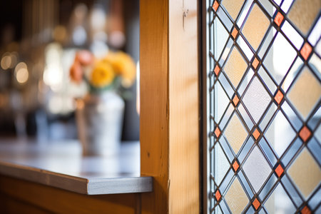 detail of leaded glass in a tudor diamondpane windowの素材