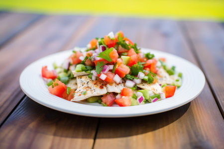 pico de gallo as a topping on grilled chickenの素材