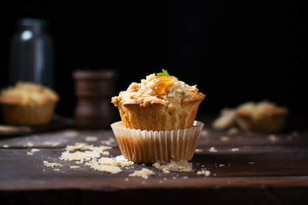 muffins with a crumbling streusel toppingの素材