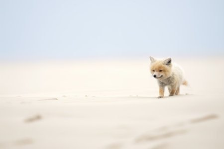 lone desert fox amidst sandstormの素材