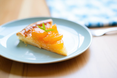 triangle-shaped apricot danish on a plateの素材
