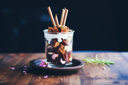 rocky road sundae with marshmallows and almondsの素材