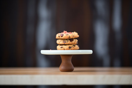 cookie with chocolate chunks on a small pedestal standの素材