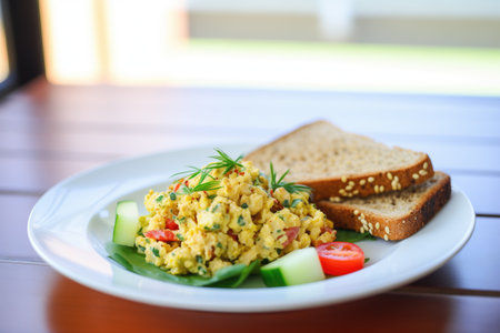 chickpea salad with a side of whole grain breadの素材