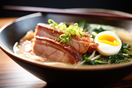 tonkotsu ramen with creamy broth, close-up angleの素材