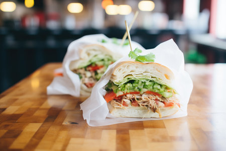 tortas wrapped in paper, ready for takeoutの素材