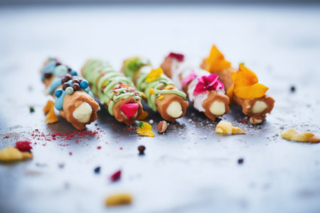 colorful cannoli with different fillingsの素材