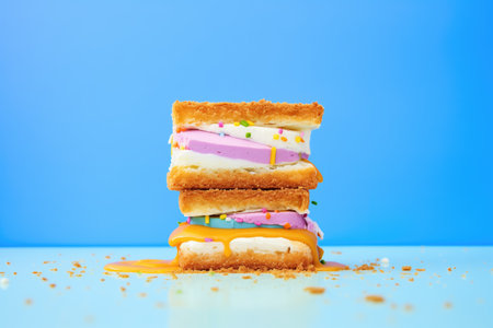 churro ice cream sandwich with a bite taken outの素材