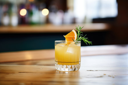 kombucha cocktail with citrus garnish at barの素材