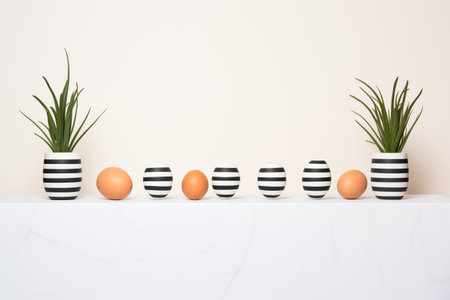 white eggs with minimalist black line designsの素材