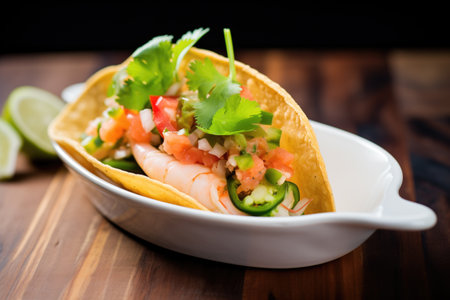 seafood chalupa with shrimp and lime wedgeの素材