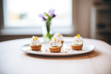 vegan cupcakes with coconut whipped creamの素材