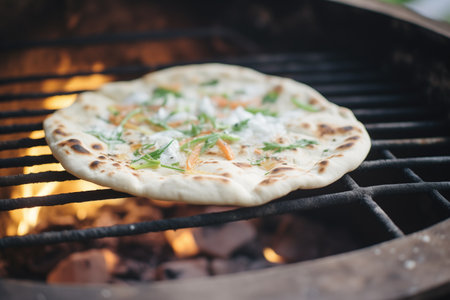 peshwari naan in a rustic wood-fired ovenの素材