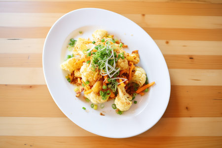 asian style roasted cauliflower, sesame oil, green onionsの素材