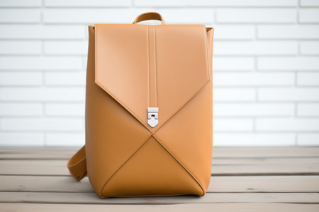 vegan leather eco backpack in tan, pristine white space