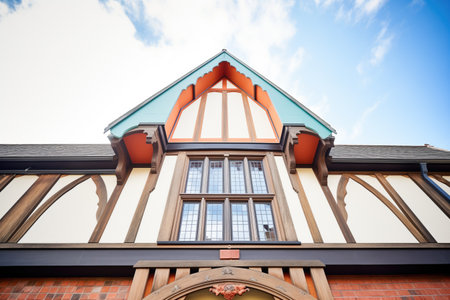 low angle view showing height of tudor front gable