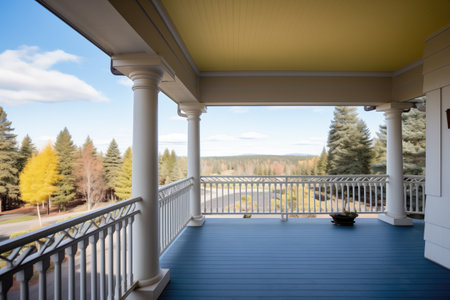 balcony view capturing the grandeur of the surrounding forestの写真素材