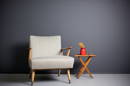tweed armchair against matte grey wallの素材