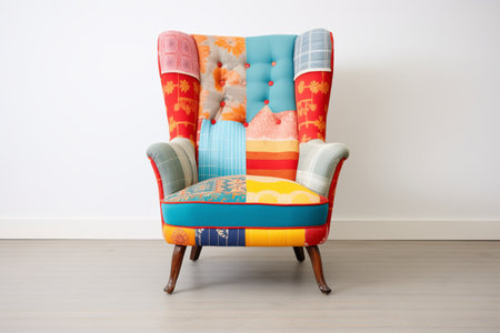 vibrant patchwork fabric upholstered accent chairの素材