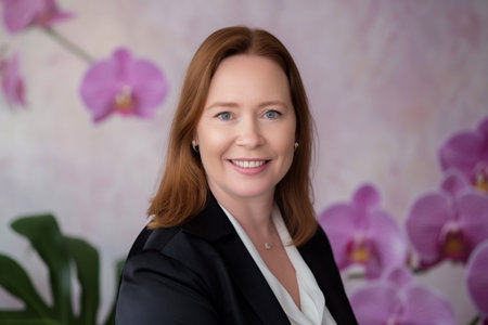 business headshot with a subtle orchid backgroundの素材