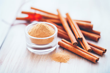 cinnamon sticks and powder for natural dental careの素材