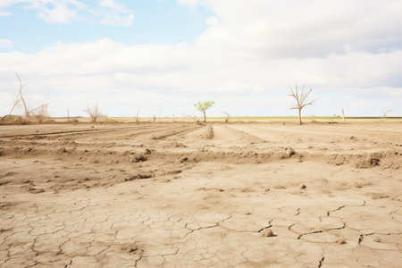 empty barren land under the threat of soil erosionの素材