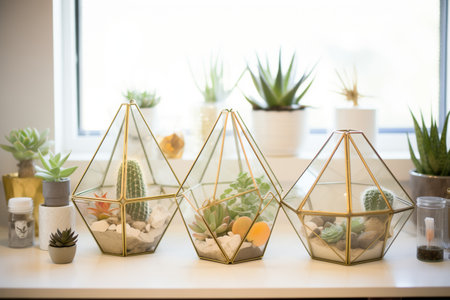 gold geometric terrarium housing succulents and fairy lightsの素材