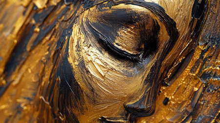 Rich gold and metallic bronze oil paint strokes with high shine and textured details, adding an elegant and luxurious backgroundの素材