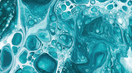 Abstract texture of vibrant turquoise and teal oil paint with bold streaks and contrasting white highlights, creating energy and depthの素材