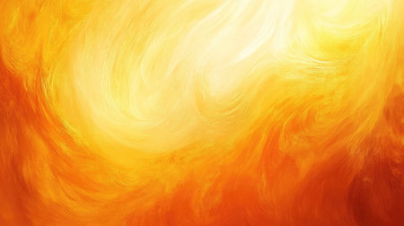 Bright yellow and orange oil paint swirls blended with subtle hints of white, forming a dynamic and warm texture backgroundの素材
