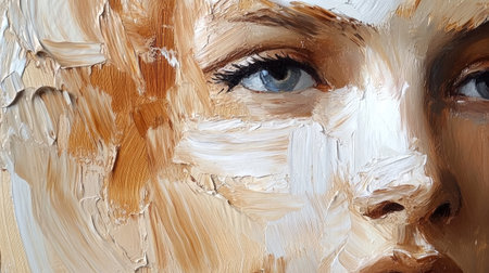 Earthy tones of brown, ochre, and cream blended in thick oil paint layers with rough, organic brushstrokes as a rustic backdropの素材