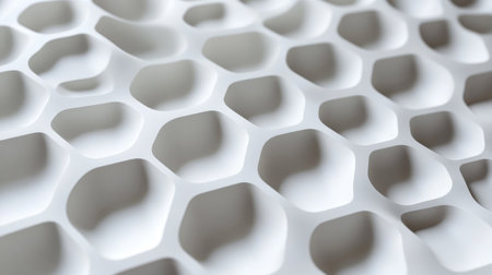White 3D honeycomb pattern with precise hexagons and light shading, perfect for a modern and clean aestheticの素材