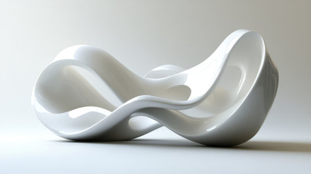 Smooth white 3D curves forming a flowing ribbon-like pattern, creating a sense of movement and eleganceの素材