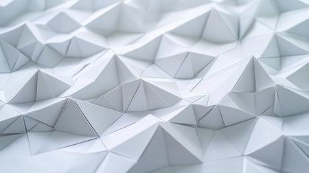 White 3D background with layered triangles and subtle shadows, creating a futuristic and dynamic textureの素材