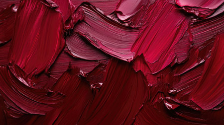 Deep red and burgundy oil paint texture with thick, layered strokes and palette knife marks, perfect for an intense artistic feelの素材
