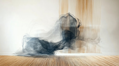 A modern bedroom with rattan accents, including a bed frame and side tables. Light wood flooring and neutral decor enhance the natural aestheticの素材