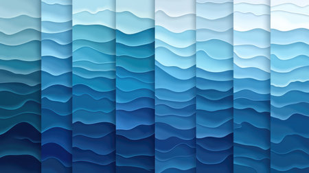 Seamless gradient of blue ocean waters from ultramarine to cyan, with subtle wave textures.の素材