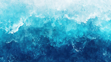 A panoramic view of a blue sea gradient blending turquoise and azure, with no visible land or sky.の素材