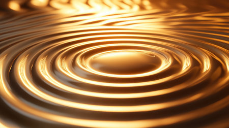 Minimalistic ripple lines forming a rhythmic pattern in smooth flowing water under golden light.の素材