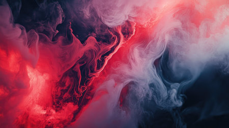 Abstract red and black gradient smoke swirling mysteriously, creating a dramatic and intense mood.の素材