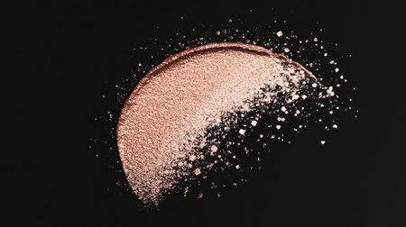 Elegant rose gold gradient shimmer on a black background, perfect for luxury branding or beauty concepts.の素材