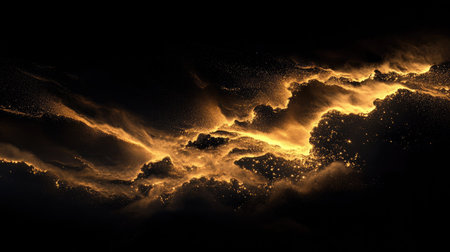 Golden gradient light softly fading into the darkness, creating a premium and sophisticated style.の素材