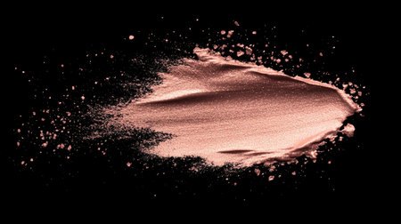 Elegant rose gold gradient shimmer on a black background, perfect for luxury branding or beauty concepts.の素材